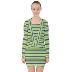 Color Line 2 V-neck Bodycon Long Sleeve Dress by jumpercat