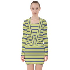 Color Line 3 V-neck Bodycon Long Sleeve Dress by jumpercat