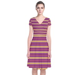 Color Line 5 Short Sleeve Front Wrap Dress by jumpercat