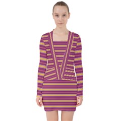 Color Line 5 V-neck Bodycon Long Sleeve Dress by jumpercat