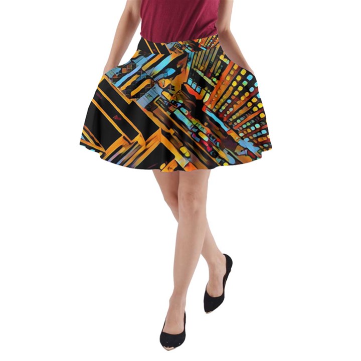 city scape A-Line Pocket Skirt