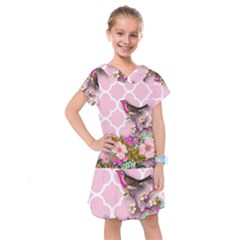 Shabby Chic,floral,bird,pink,collage Kids  Drop Waist Dress by NouveauDesign