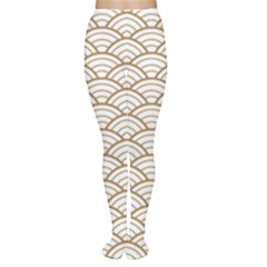 Gold,white,art Deco,vintage,shell Pattern,asian Pattern,elegant,chic,beautiful Women s Tights by NouveauDesign