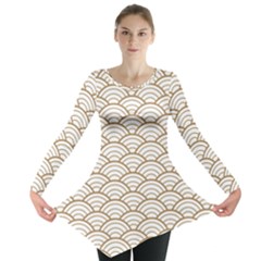 Gold,white,art Deco,vintage,shell Pattern,asian Pattern,elegant,chic,beautiful Long Sleeve Tunic  by NouveauDesign