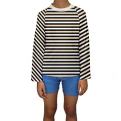 Black And Gold Stripes Kids  Long Sleeve Swimwear by jumpercat