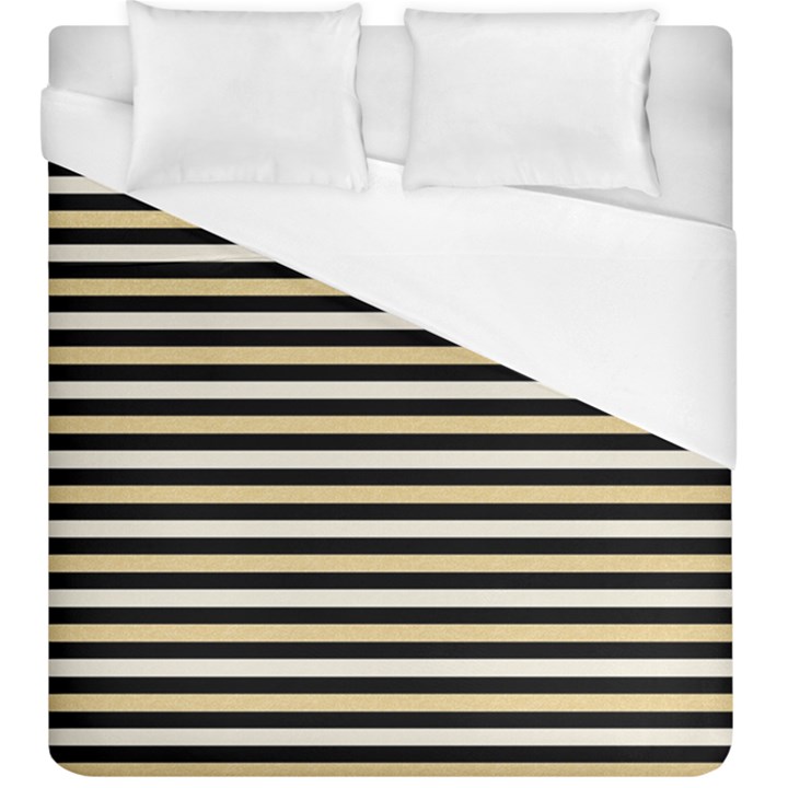 Black And Gold Stripes Duvet Cover (King Size)