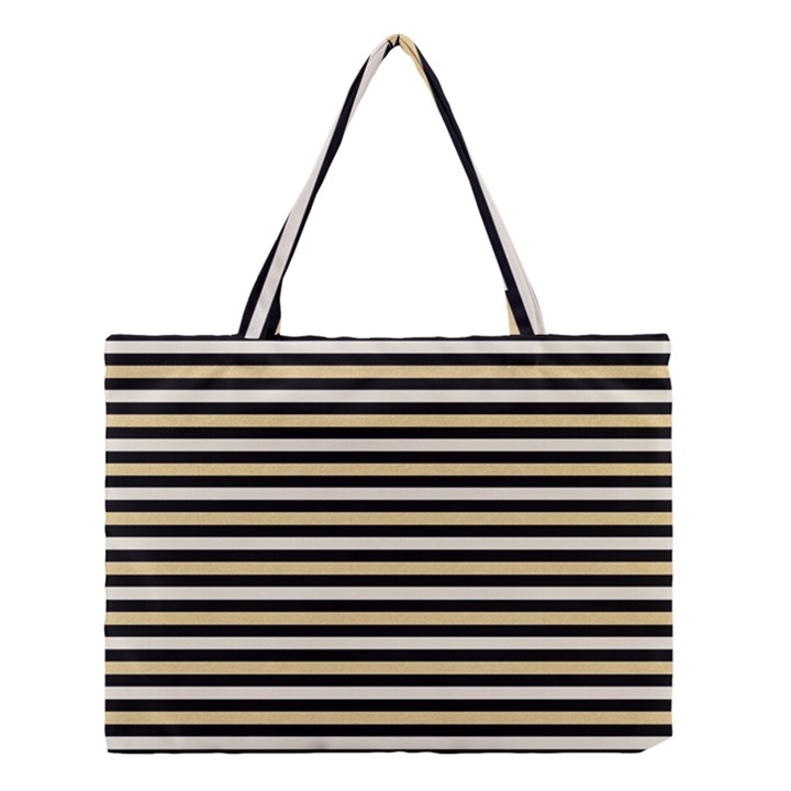 Black And Gold Stripes Medium Tote Bag