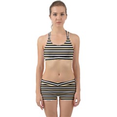 Black And Gold Stripes Back Web Sports Bra Set by jumpercat