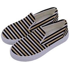 Black And Gold Stripes Kids  Canvas Slip Ons by jumpercat