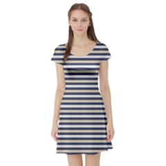 Royal Gold Classic Stripes Short Sleeve Skater Dress by jumpercat