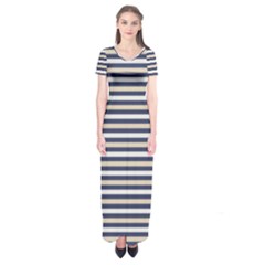 Royal Gold Classic Stripes Short Sleeve Maxi Dress by jumpercat