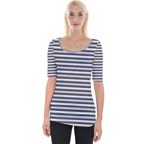 Royal Gold Classic Stripes Wide Neckline Tee by jumpercat