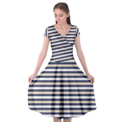 Royal Gold Classic Stripes Cap Sleeve Wrap Front Dress by jumpercat