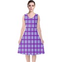 Purple Tartan V-Neck Midi Sleeveless Dress  View1