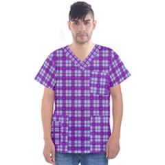 Purple Tartan Men s V-neck Scrub Top