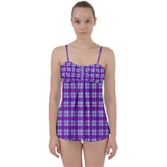 Purple Tartan Babydoll Tankini Set by jumpercat