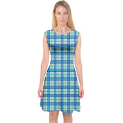 Sea Tartan Capsleeve Midi Dress by jumpercat