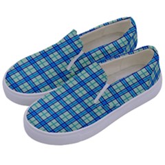 Sea Tartan Kids  Canvas Slip Ons by jumpercat