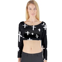 White Cross Long Sleeve Crop Top by snowwhitegirl