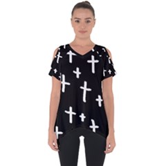 White Cross Cut Out Side Drop Tee by snowwhitegirl