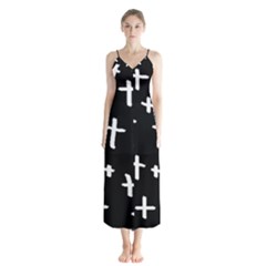 White Cross Button Up Chiffon Maxi Dress by snowwhitegirl