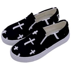 White Cross Kids  Canvas Slip Ons by snowwhitegirl