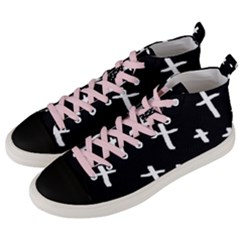 White Cross Men s Mid-top Canvas Sneakers by snowwhitegirl