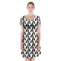 Angry Girl Pattern Short Sleeve V-neck Flare Dress by snowwhitegirl