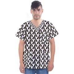 Angry Girl Pattern Men s V-neck Scrub Top