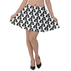 Angry Girl Pattern Velvet Skater Skirt