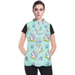 Magical Happy Unicorn And Stars Women s Puffer Vest by Bigfootshirtshop