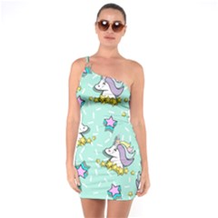 Magical Happy Unicorn And Stars One Soulder Bodycon Dress by Bigfootshirtshop