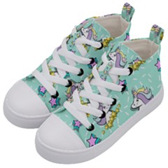 Magical Happy Unicorn And Stars Kid s Mid-top Canvas Sneakers by Bigfootshirtshop