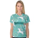 Magical Flying Unicorn Pattern V-Neck Sport Mesh Tee View1