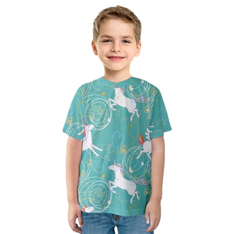 Magical Flying Unicorn Pattern Kids  Sport Mesh Tee by Bigfootshirtshop