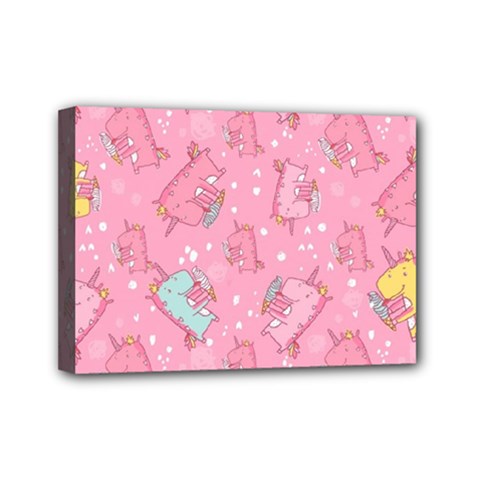 Unicorns Eating Ice Cream Pattern Mini Canvas 7  X 5  by Bigfootshirtshop