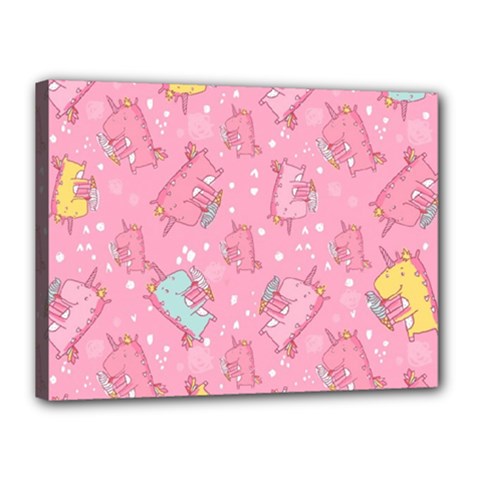 Unicorns Eating Ice Cream Pattern Canvas 16  X 12  by Bigfootshirtshop