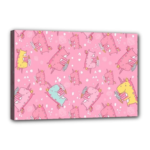 Unicorns Eating Ice Cream Pattern Canvas 18  X 12  by Bigfootshirtshop