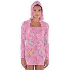 Unicorns Eating Ice Cream Pattern Long Sleeve Hooded T-shirt by Bigfootshirtshop