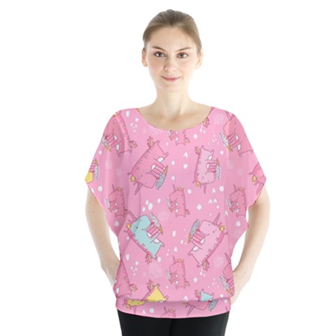 Unicorns Eating Ice Cream Pattern Blouse by Bigfootshirtshop