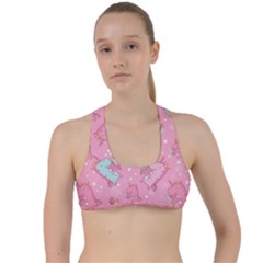 Unicorns Eating Ice Cream Pattern Criss Cross Racerback Sports Bra by Bigfootshirtshop