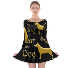 Year Of The Dog - Chinese New Year Long Sleeve Skater Dress by Valentinaart