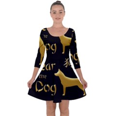 Year Of The Dog - Chinese New Year Quarter Sleeve Skater Dress by Valentinaart