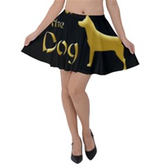 Year Of The Dog - Chinese New Year Velvet Skater Skirt by Valentinaart