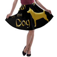 Year Of The Dog - Chinese New Year A-line Skater Skirt by Valentinaart