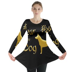 Year Of The Dog - Chinese New Year Long Sleeve Tunic  by Valentinaart