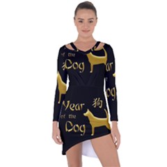 Year Of The Dog - Chinese New Year Asymmetric Cut-out Shift Dress by Valentinaart