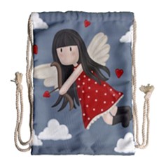 Cupid Girl Drawstring Bag (large) by Valentinaart