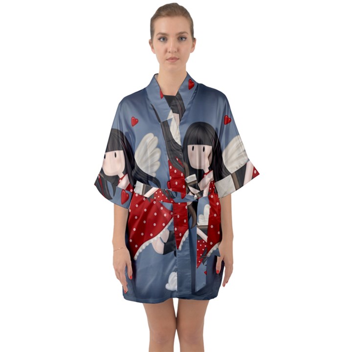 Cupid girl Quarter Sleeve Kimono Robe