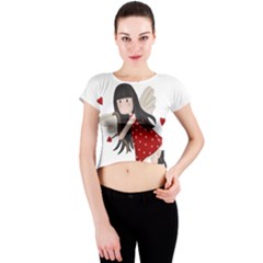 Cupid Girl Crew Neck Crop Top by Valentinaart